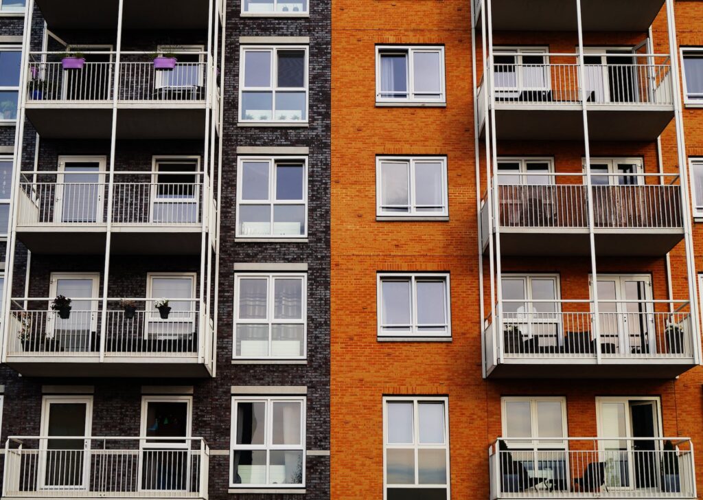 photography of orange and gray building